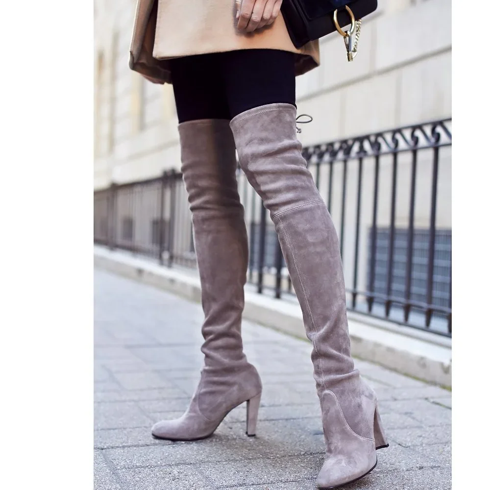 NEW Stuart Weitzman Highland Over-the-Knee Boots, EU 39.5 (US 9), Topo Suede
